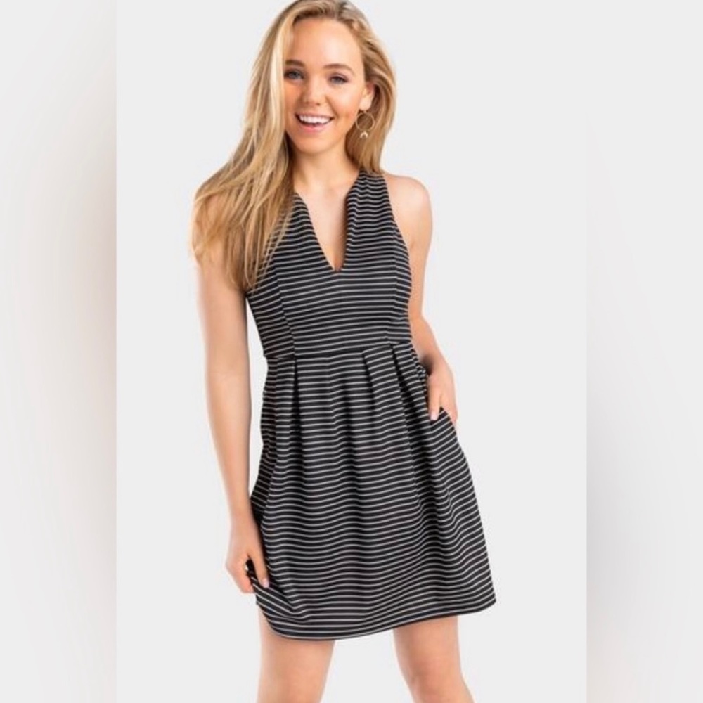 NWT-Francesca’s Black and white striped dress.